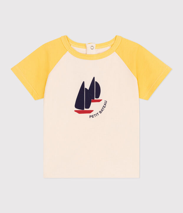 T-shirt a maniche corte in cotone color block neonato giallo/giallo