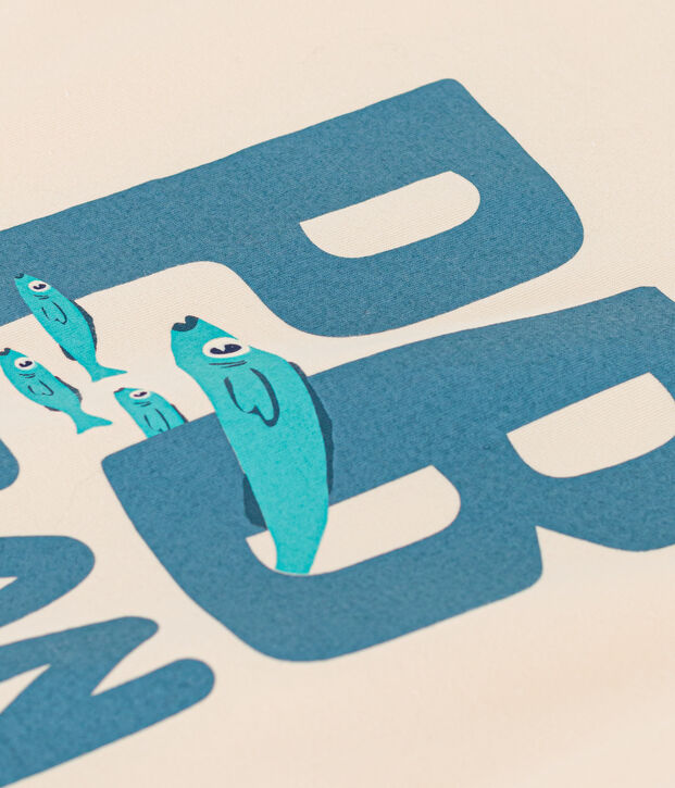 T-shirt  maniche corte in cotone bambino ecru/multicolore