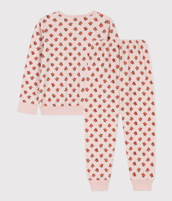 Pigiama bambina in ciniglia motivo fiore rosa SALINE/bianco MULTICO