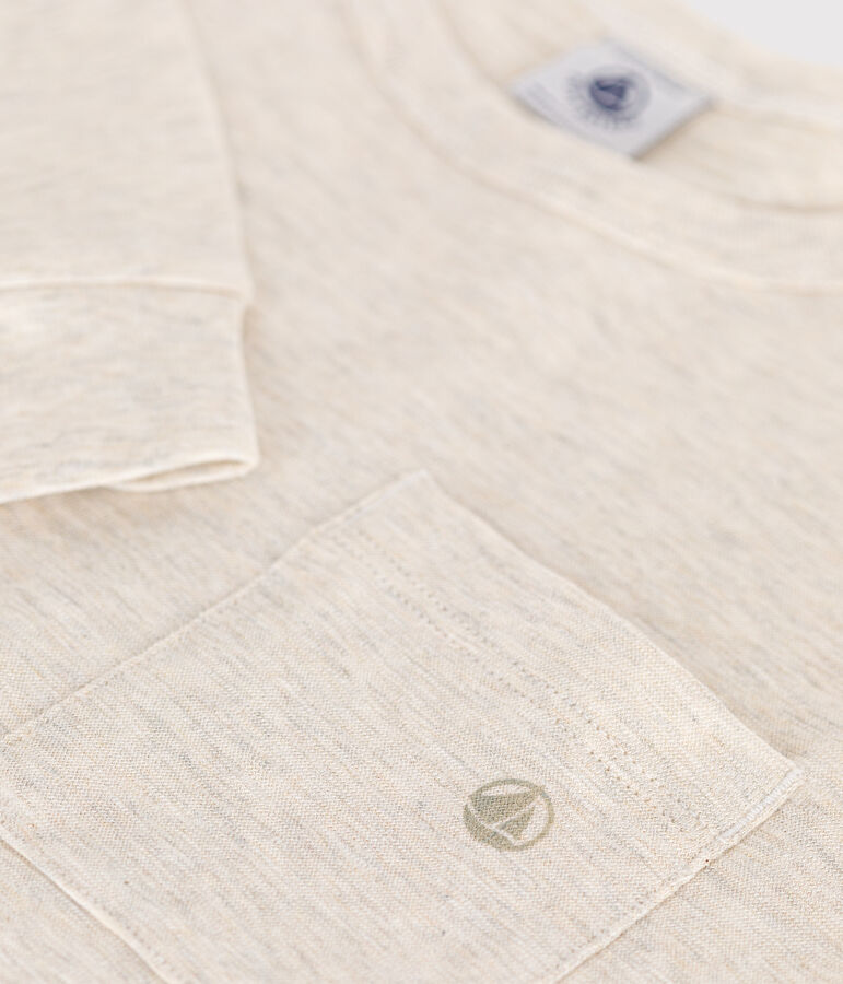 T-shirt a maniche lunghe in jersey flamm&eacute;  bambino beige