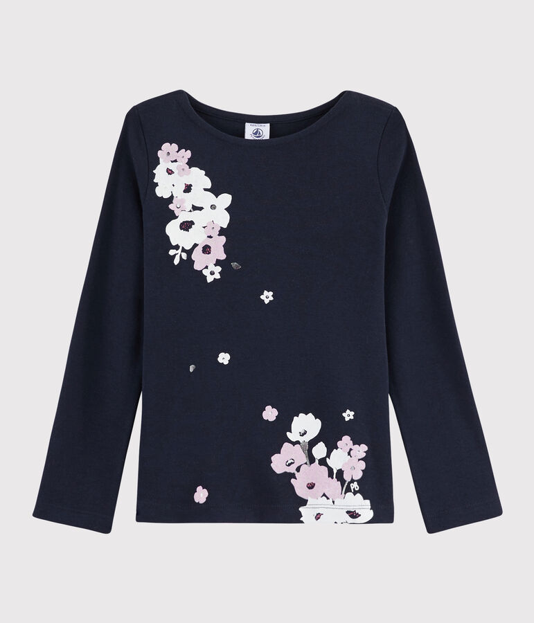 T-shirt serigrafata bambina blu