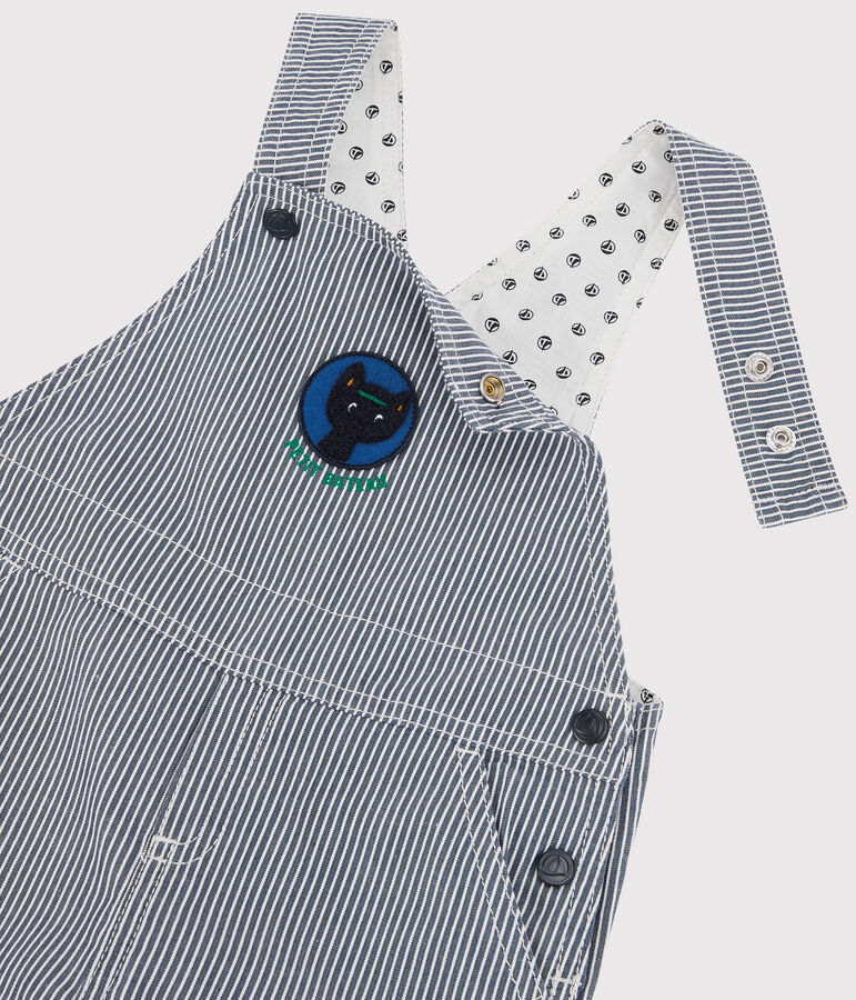 Salopette di tela beb&egrave;. blu/bianco