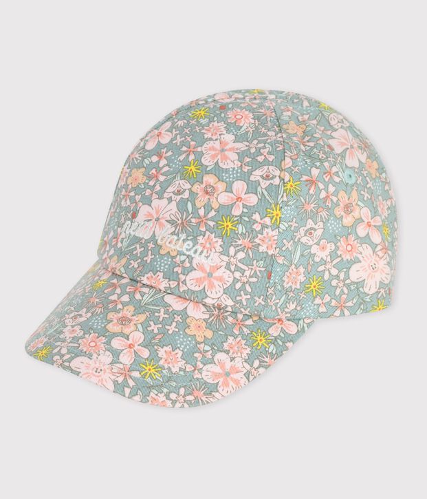 Berretto in serge con stampa a fiori bambina blu/multicolore