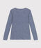 T-shirt a maniche lunghe in misto lana e cotone a righe donna blu MEDIEVAL/bianco MARSHMALLOW