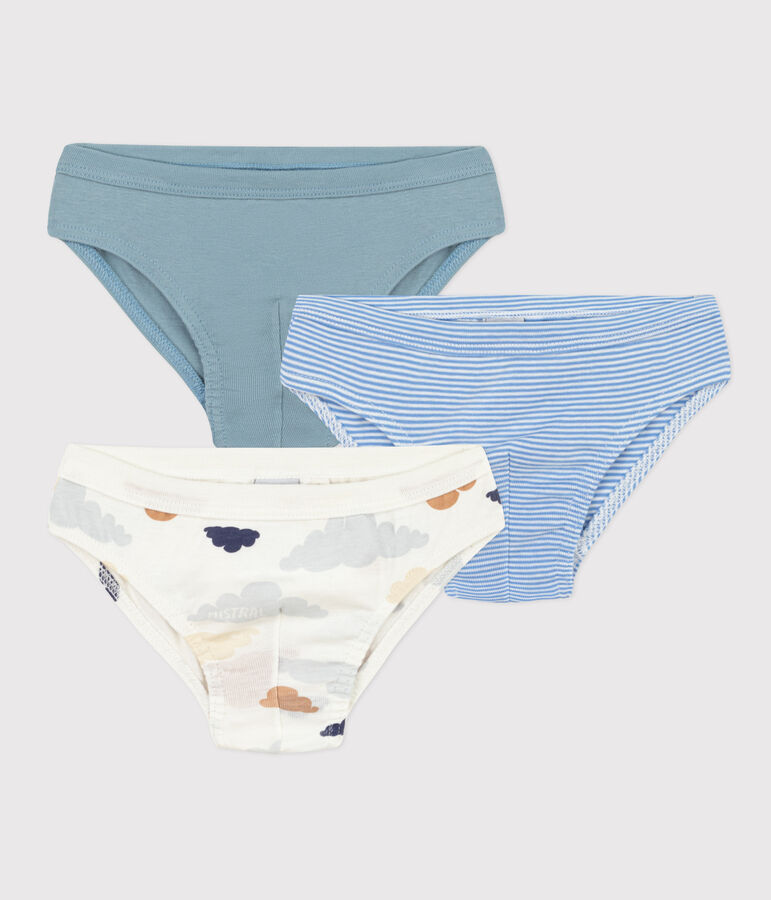 Confezione da 3 slip bambino in cotone con nuvolette multicolore