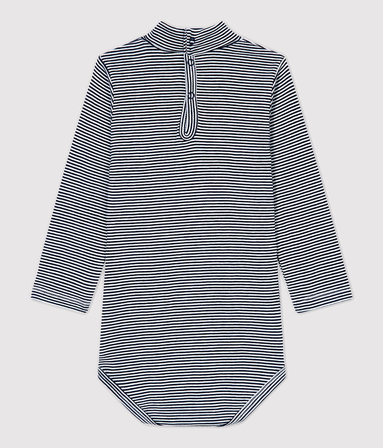 Body in cotone beb&egrave;. blu SMOKING/bianco MARSHMALLOW