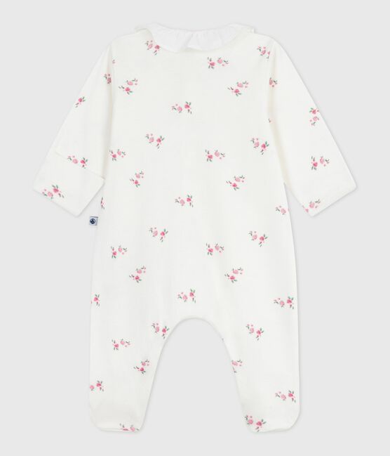 Pigiama in cotone con colletto a fiori neonato bianco MARSHMALLOW/bianco MULTICO