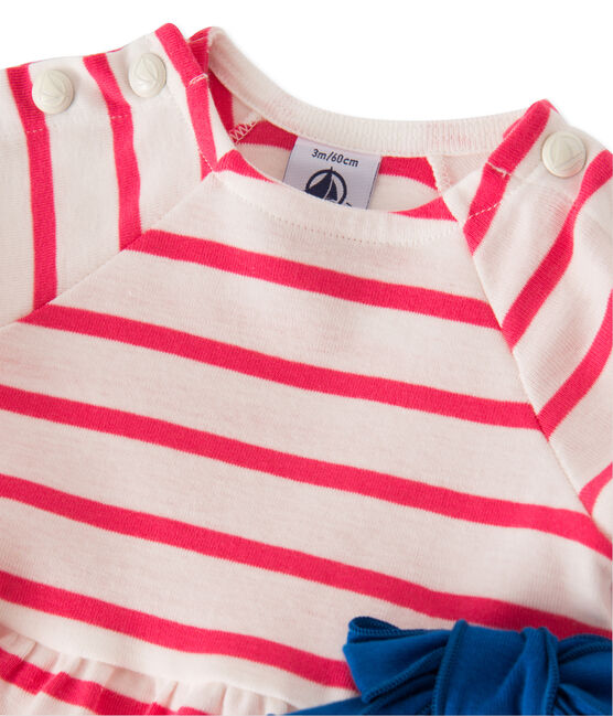 Robe bébé fille rayée bianco LAIT/rosa PEONY