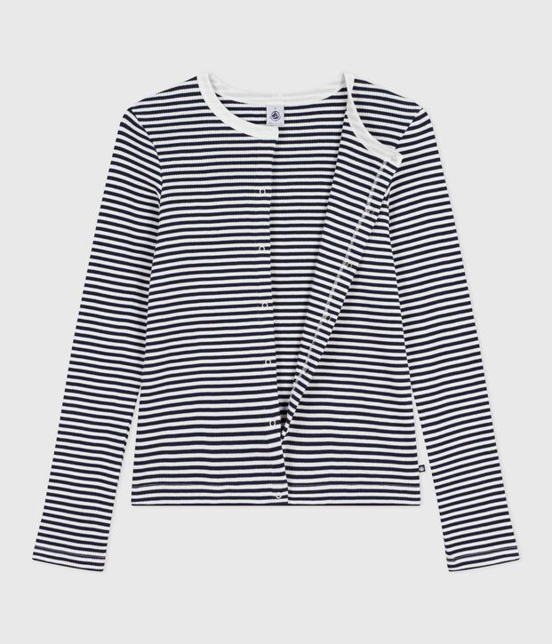 Cardigan in cotone a righe donna blu/bianco