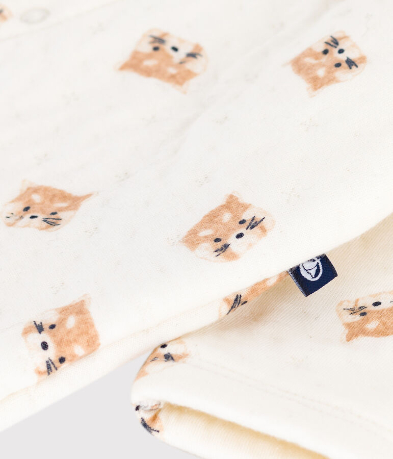 Tutina neonato in cotone con panda rossi stampati ecru/multicolore