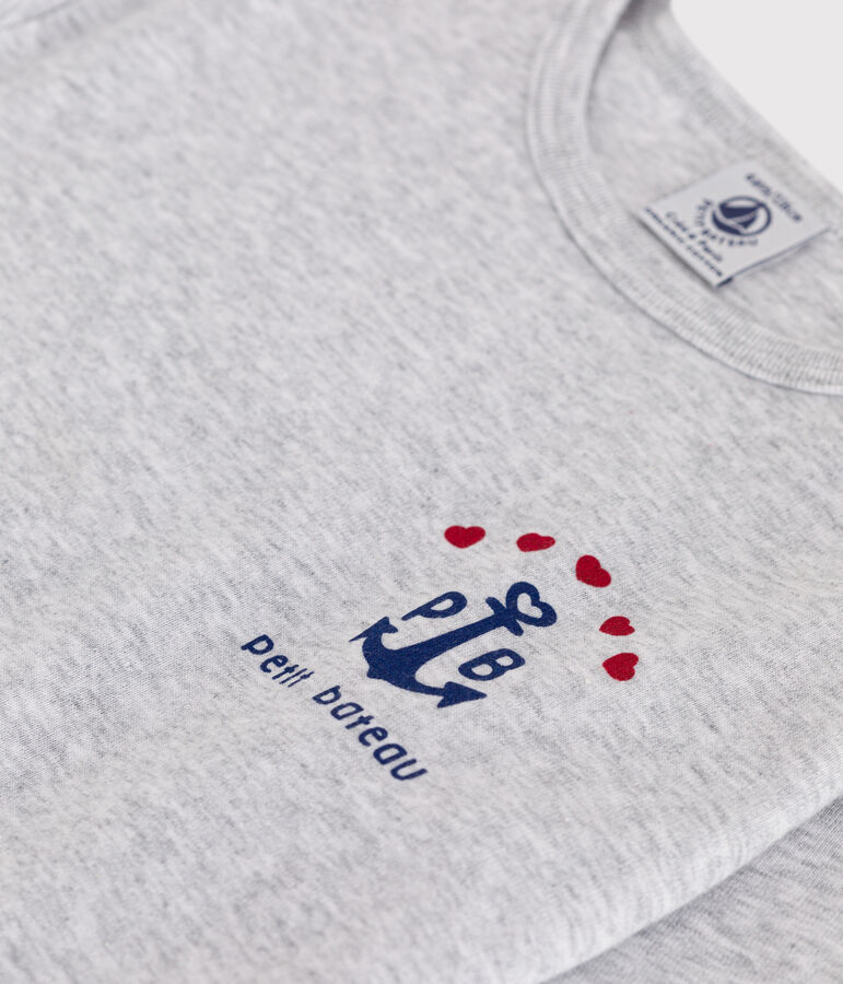 T-shirt bambina a maniche lunghe in cotone grigio