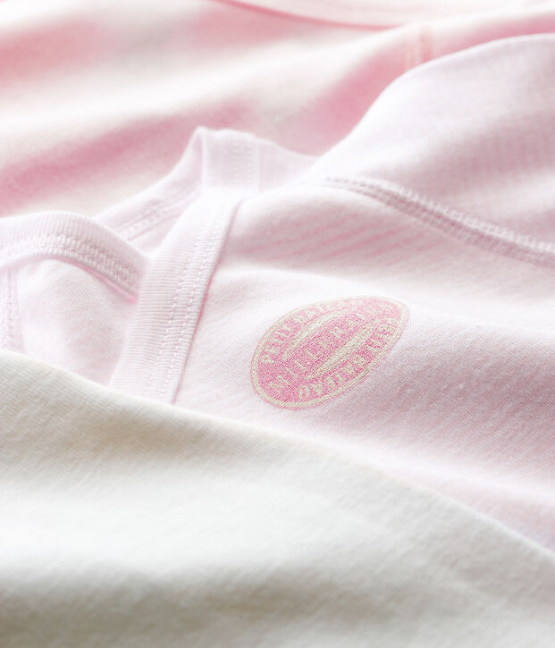 Confezione da 3 body incrociati millerighe manica lunga beb&egrave; in cotone biologico multicolore