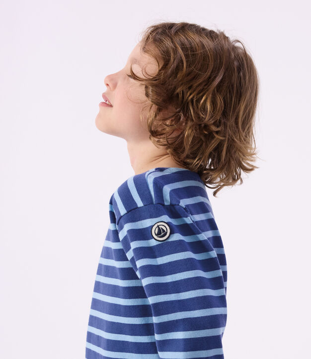 Marini&egrave;re in cotone a righe bambino blu/blu