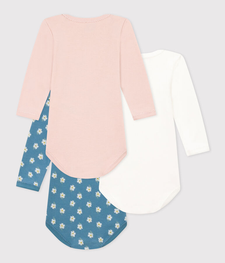 Confezione da 3 body beb&egrave; in cotone a fiori a maniche lunghe variante 1