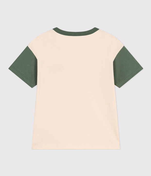T-shirt stampata in jersey bambino ecru/verde