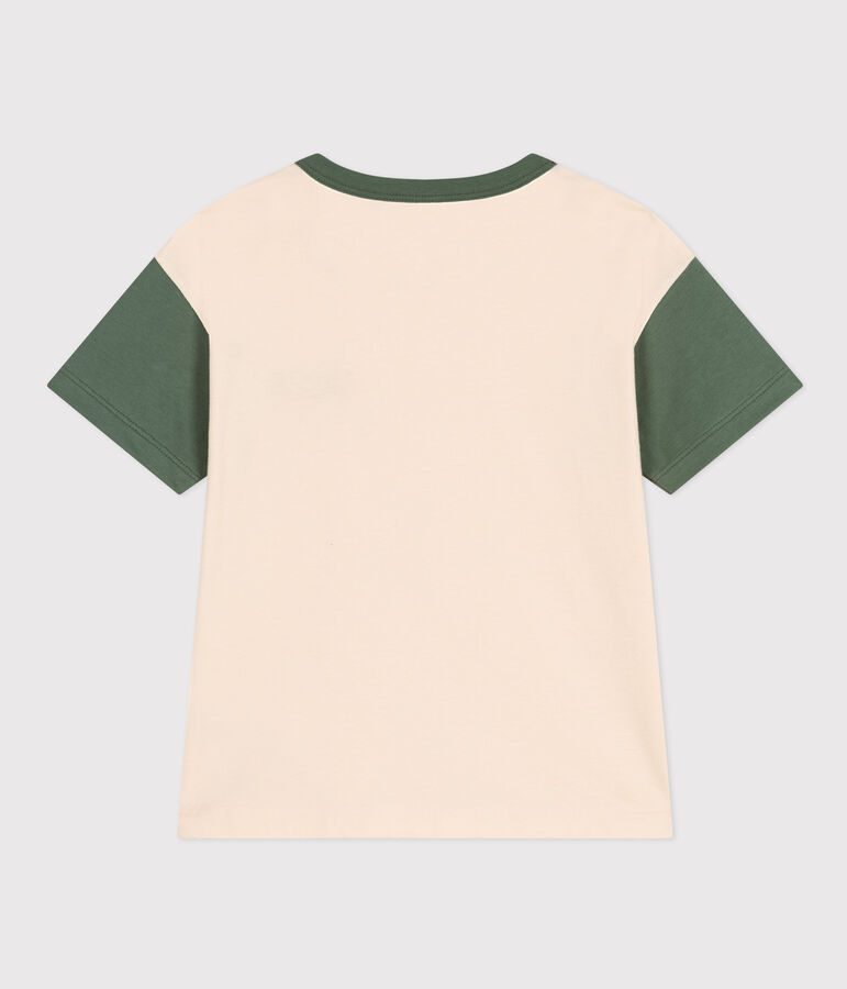 T-shirt stampata in jersey bambino ecru/verde