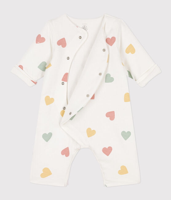 Tutina lunga bebè in cotone bianco MARSHMALLOW/bianco MULTICO