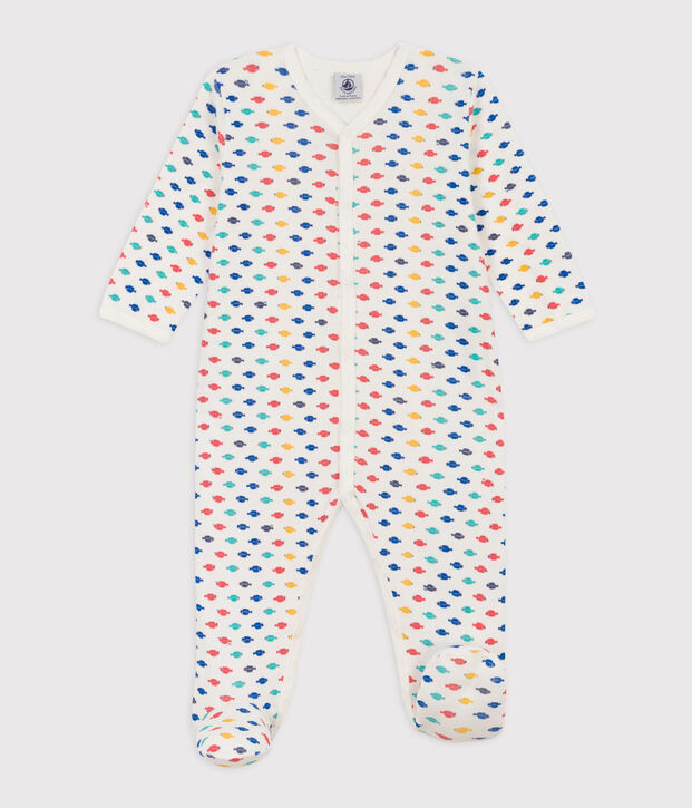 Tutina pigiama animali marini in cotone bianco/multicolore