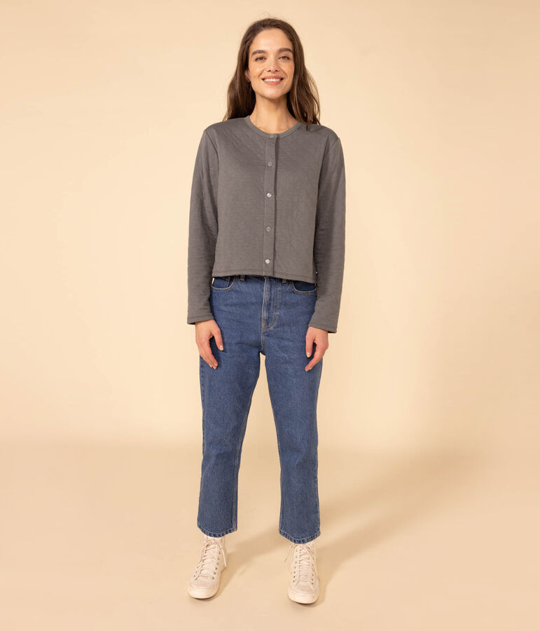 Cardigan con bottoni automatici in tubique Donna verde