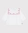Blusa a maniche lunghe in popeline di cotone con ricamo a cuori neonata bianco ECUME