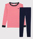 Pigiama snugfit a righe rosse bambino in cotone biologico