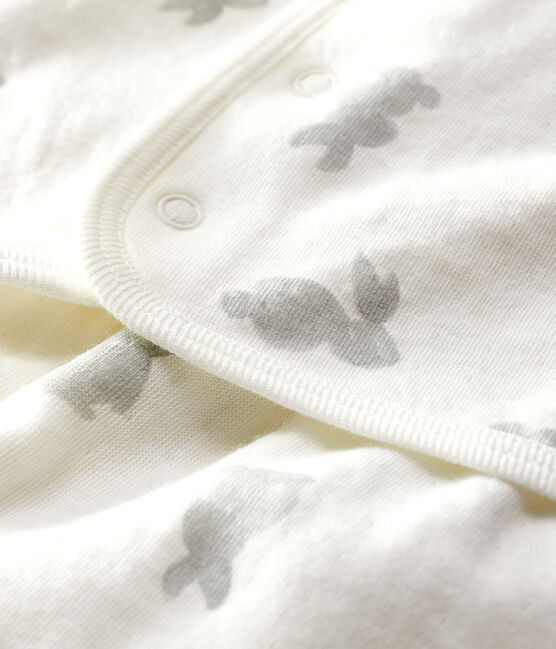Completo 2 pezzi bianco con conigli bebè in tubique di cotone biologico bianco MARSHMALLOW/grigio GRIS