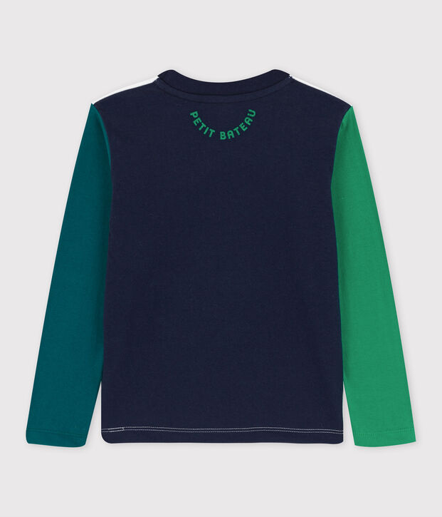 T-shirt bambino a maniche lunghe in cotone bianco/multicolore