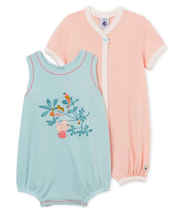 Duo tutina corta beb&egrave; bambina a costine variante 1