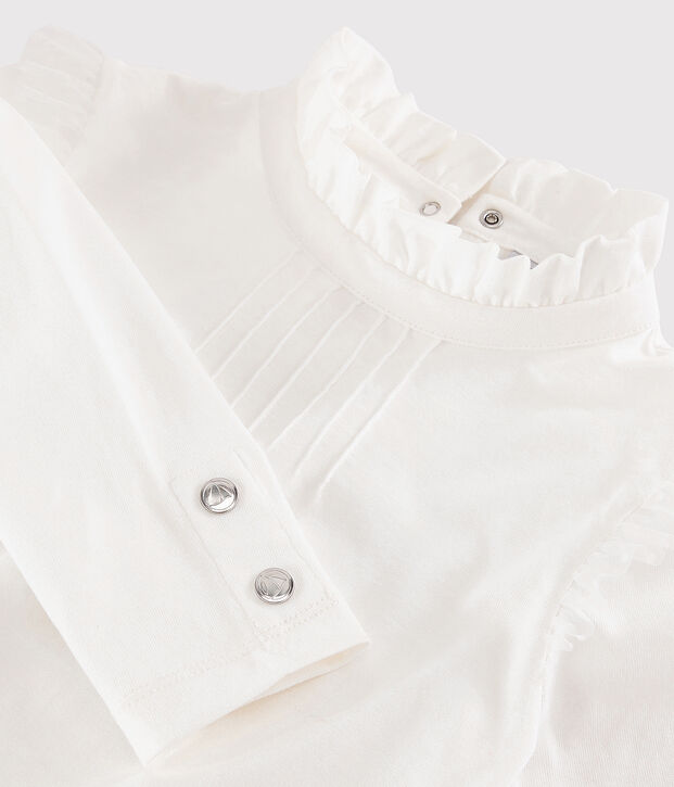 T-shirt con collaretto bambina bianco