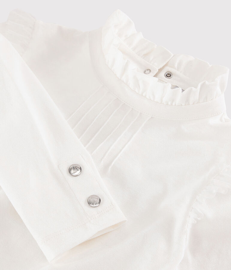 T-shirt con collaretto bambina bianco MARSHMALLOW