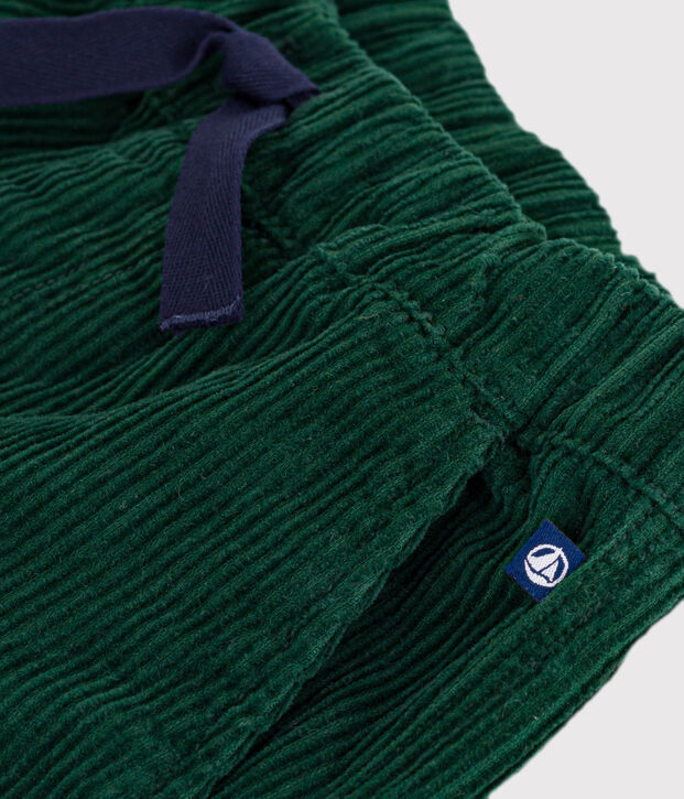 Pantaloni cargo in velluto tinta unita bambino verde