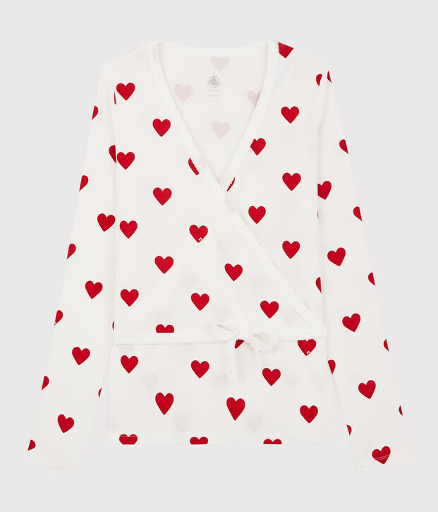 Cardigan scaldacuore in cotone Donna bianco/rosso