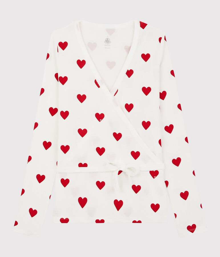 Cardigan scaldacuore in cotone Donna bianco MARSHMALLOW/rosso TERKUIT