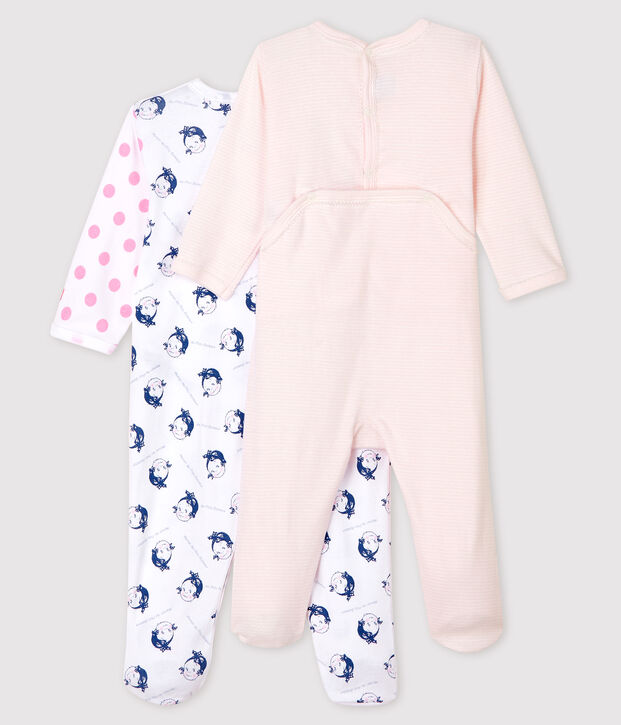 Set di 2 tutine pigiama neonata a costine multicolore