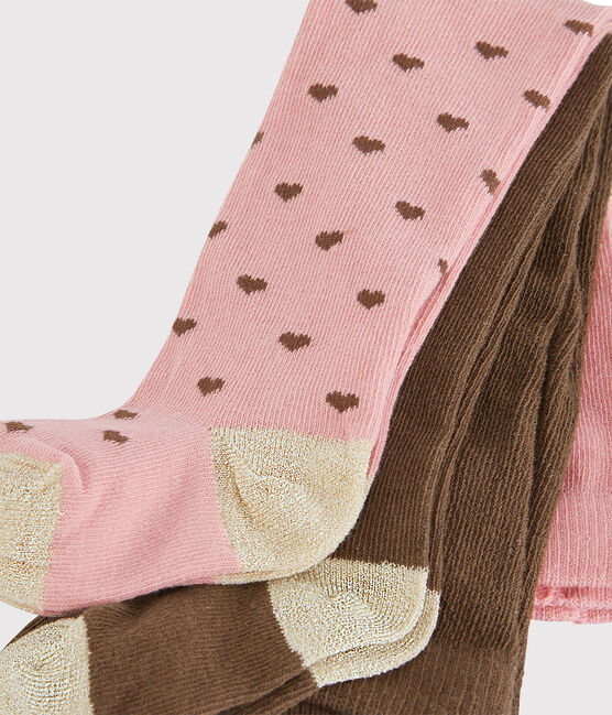 Confezione da 2 paia di collant bebè femmina rosa CHARME/bianco MULTICO