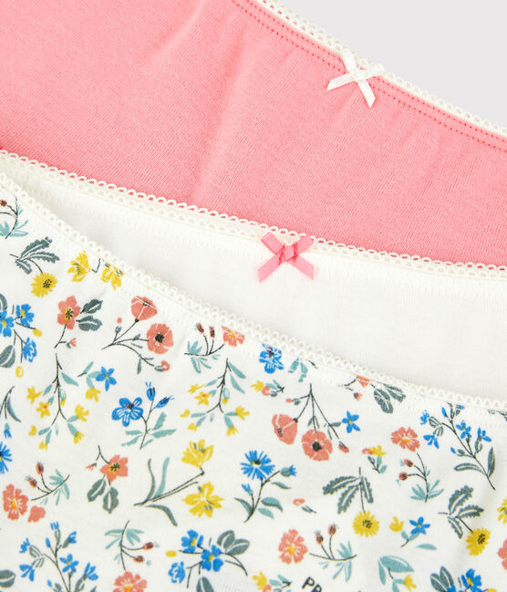 Confezione da 3 mutandine a fiori rétro bambina in cotone variante 1