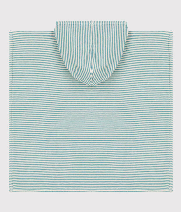 Poncho in cotone verde/ecru