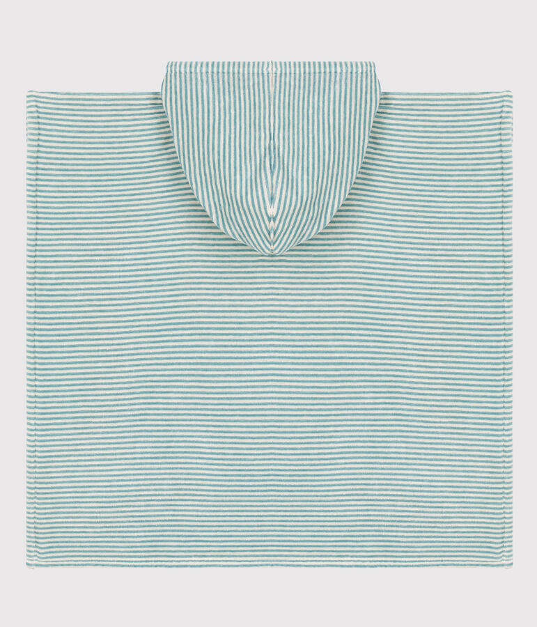 Poncho in cotone verde/ecru