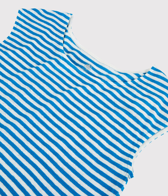 T-shirt in lino a righe Donna blu MYKONOS/bianco MARSHMALLOW