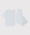 Pigiama in cotone a righe con gamba ampia donna grigio/bianco