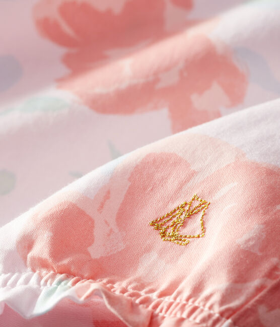 Tutina corta bebè femmina in raso fantasia rosa VIENNE/bianco MULTICO