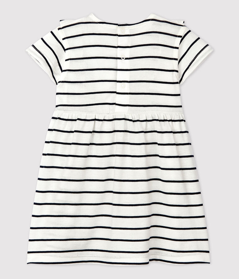 Abito beb&egrave; a maniche corte in jersey a righe bianco/blu