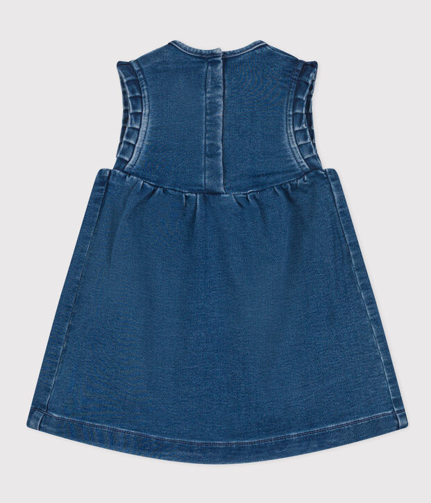 Abito smanicato per beb&egrave; in denim eco-sostenibile blu