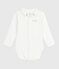 Body con colletto ricamato e scritta sul petto neonato MARSHMALLOW/ ADRIATIC