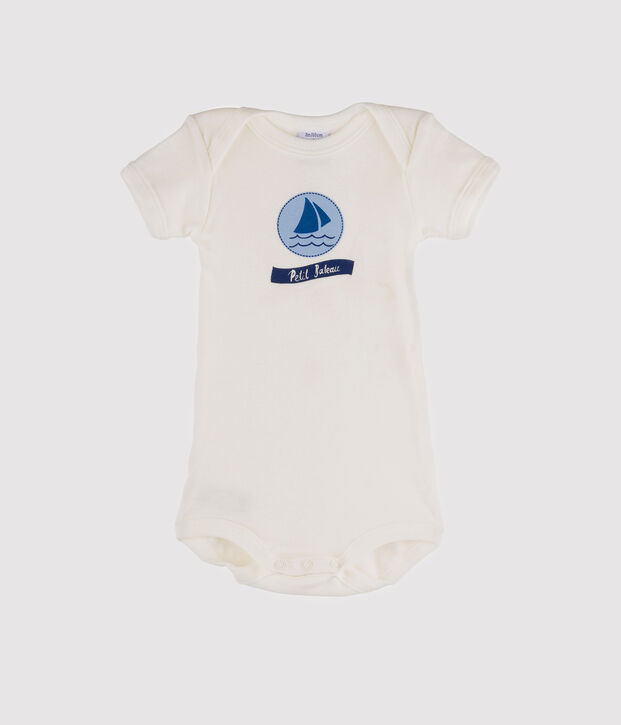 Body manica corta beb&egrave; bambina bianco/blu
