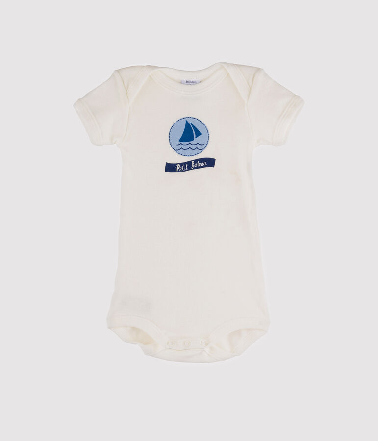 Body manica corta beb&egrave; bambina bianco MARSHMALLOW/blu JASMIN