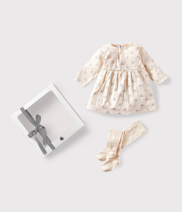 Confezione regalo beb&egrave; con abito e collant multicolore