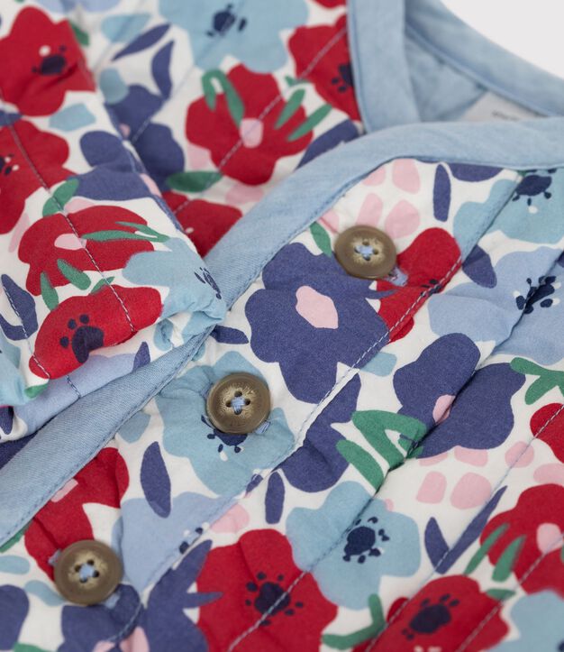 Giacca neonato in cotone trapuntato con stampa a fiori bianco/multicolore