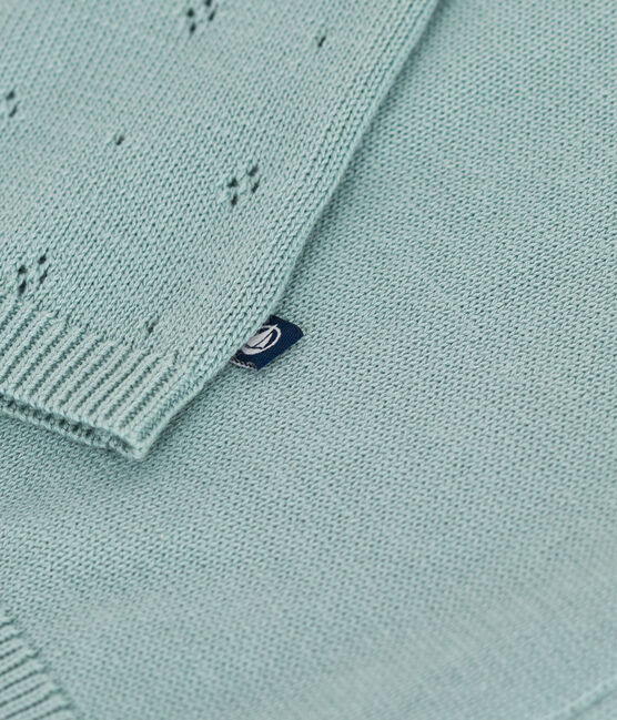 Cardigan in cotone a punto fantasia neonata verde PAUL