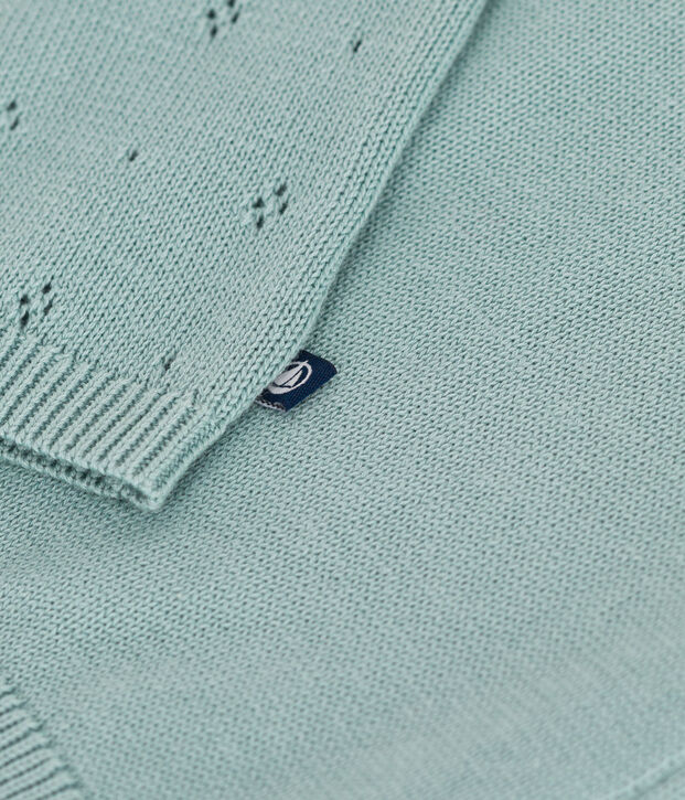 Cardigan in cotone a punto fantasia neonata verde